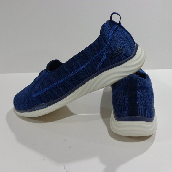 Skechers On-the-GO Plush Comfort Women's Vegan Knit Skimmers Ideal Navy‎ Sz 10 - Picture 1 of 8